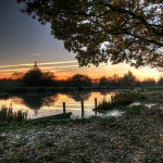Sunset at a pond in Godley Green